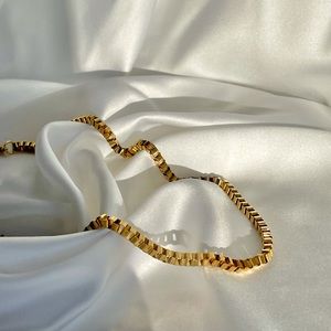Gold Box Chain Necklace